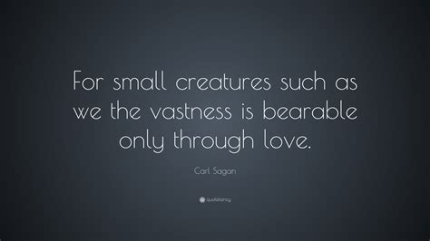 Carl Sagan Quote “for Small Creatures Such As We The Vastness Is