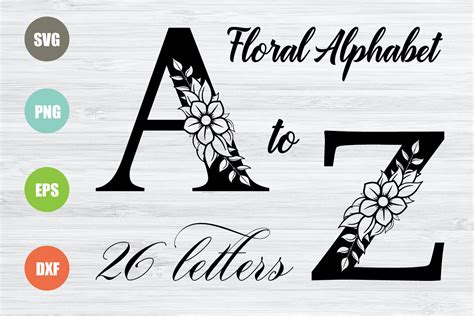 Floral Alphabet Svg 26 Letters By Newsvgart