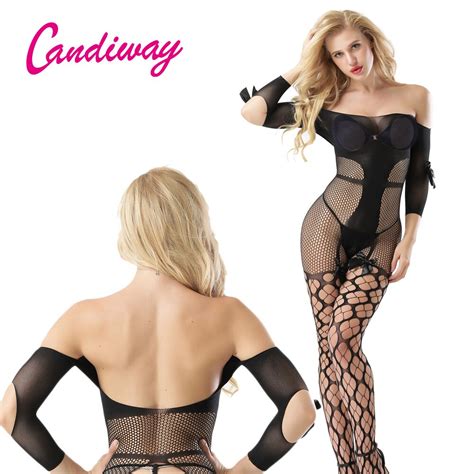 Sexy Lingerie Fishnet Passion Open Crotch Bodystocking Long Sleeve