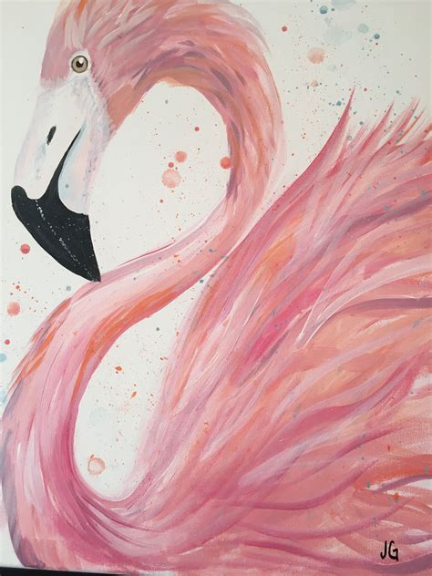 Pink Flamingo Painting Beginner Canvas Painting Framed Oil Painting