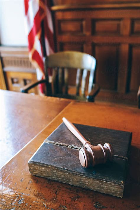 Gavel On Judges Bench In Courtroom By Stocksy Contributor Raymond