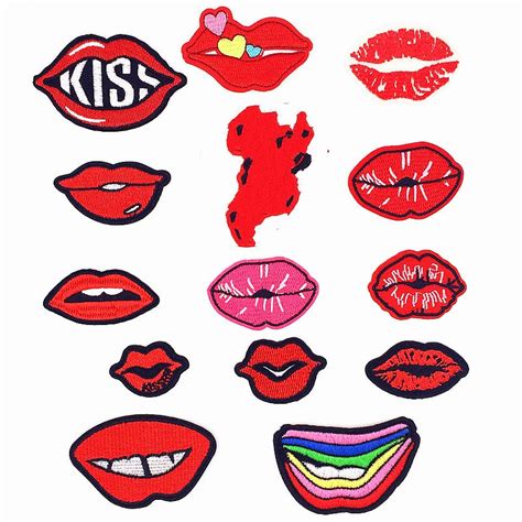 1 Pc Embroidery Patch Cartoon Lips Patches For Clothing Iron Lip Shaped