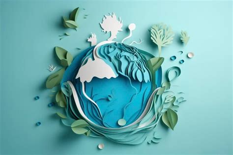 Premium Ai Image Paper Art Ecology And World Water Day Saving Water And World Environment Day