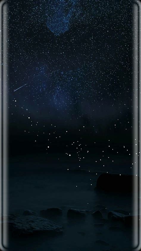 Night Sky Moon Stars Galaxy S8 Wallpaper Moon And Stars Wallpaper