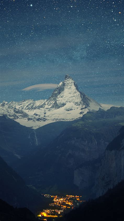 Matterhorn Mountain Switzerland Blue Night Iphone 6