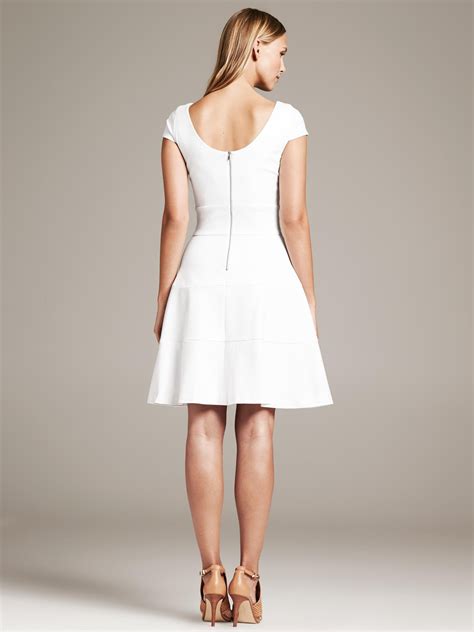 Banana Republic Seamed Fit And Flare Dress In White Lyst