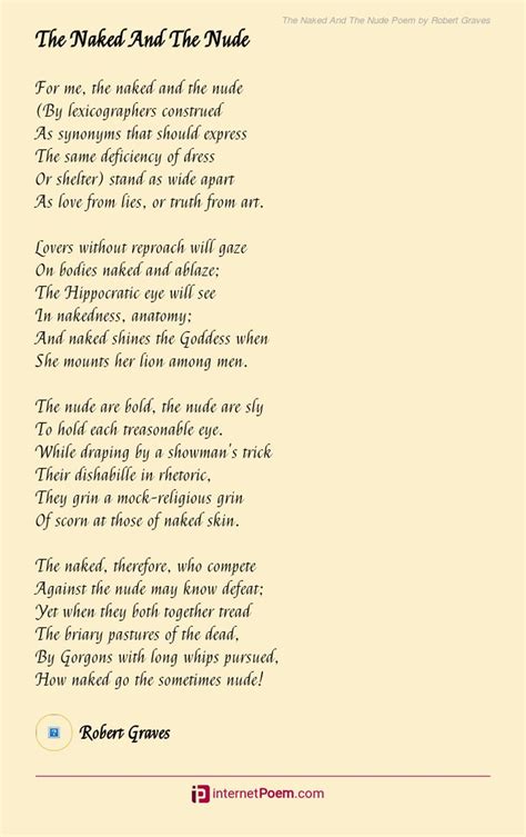 The Naked And The Nude Poem By Robert Graves Poems Happy Poems Family Poems