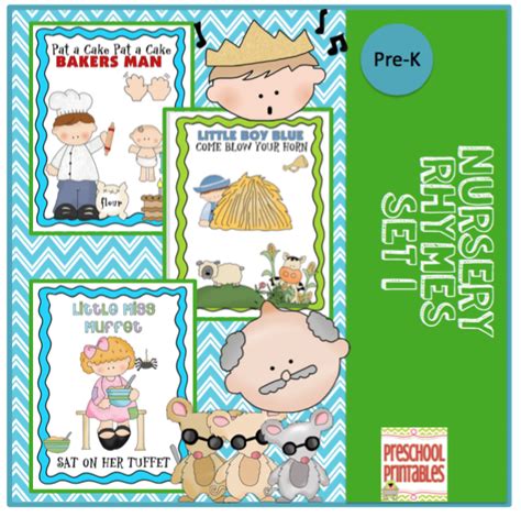 Nursery Rhymes Set 1 Large 8x10 Cards Plus Puppet Sticks Preschool