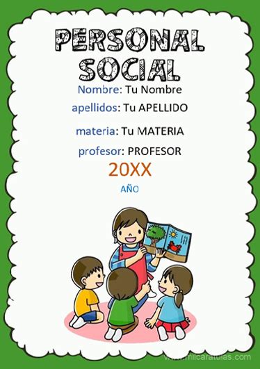 Caratula Y Portada De Personal Social En Word 5 Caratulas Para Cuadernos