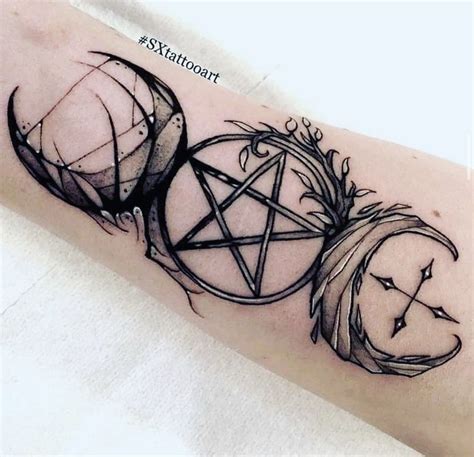 Lua Com Pentagrama Tiny Tattoos New Tattoos Body Art Tattoos Sleeve