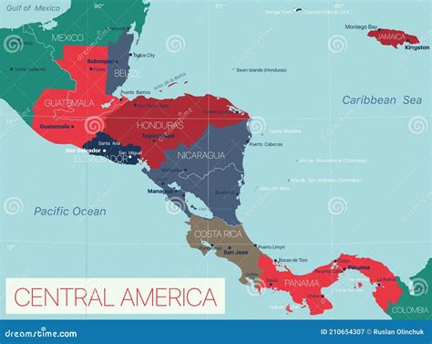 Centroamérica Mapa Editable Detallado Ilustración Del Vector