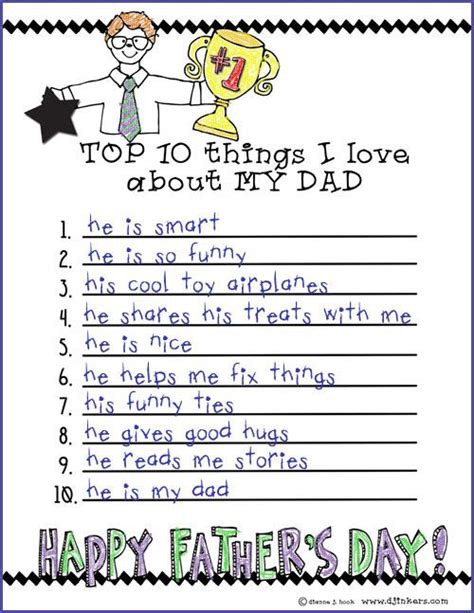 Top 10 Things I Love About My Dad This Cute And Simple Printable Is