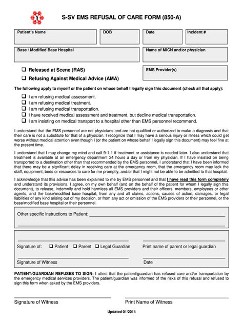 Ambulance Refusal Form Fill Out And Sign Online Dochub