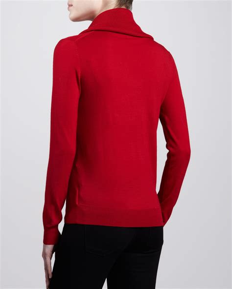 Michael Kors Cowl Neck Sweater In Crimson Red Lyst