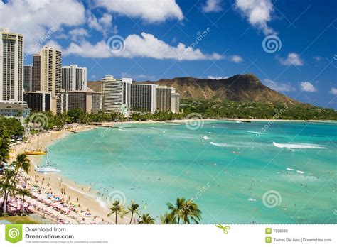 Waikiki Strand Oahu Hawaii Stockfoto Bild Von Ferien Surfer 7338588