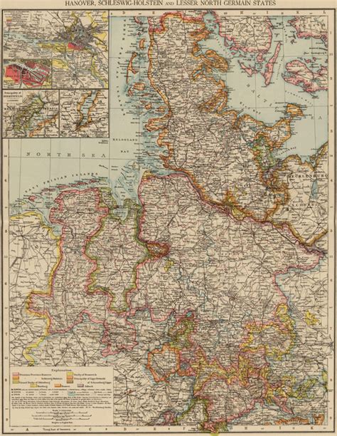 Germany Hanover And Schleswig Holstein 1895 Andree Historic Map Reprint