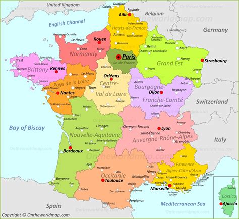 Frankrike Map Map Of France Europa Karta