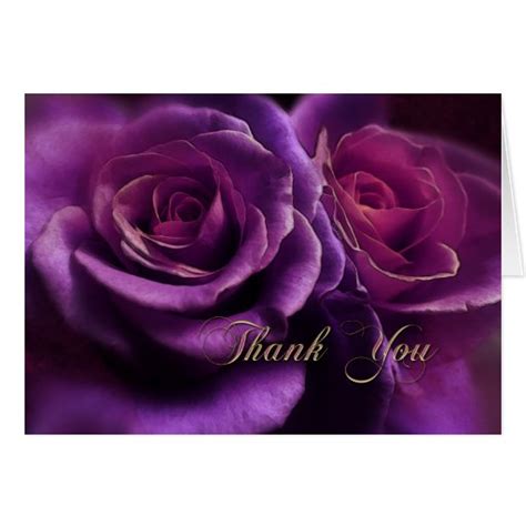 Purple Roses Sympathy Thank You Card Zazzle