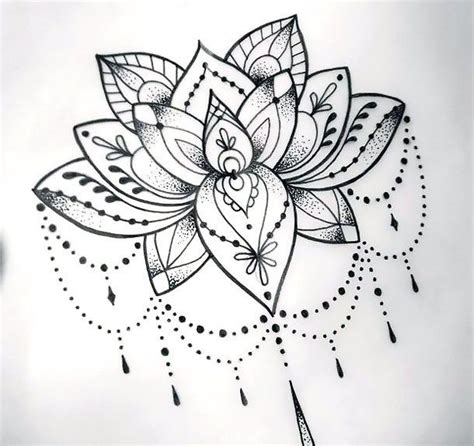 Gorgeous And Elegant Dotwork Lotus For Women Style Dotwork Color