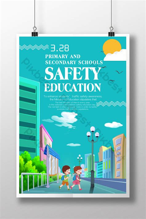 Green Small Fresh Illustrator Elementary And Middle School Safety