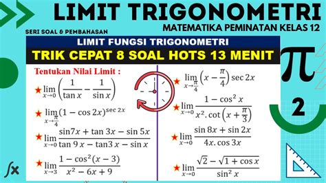 Cara Cepat Limit Fungsi Trigonometri Kelas 12 Hitungan Detik Part