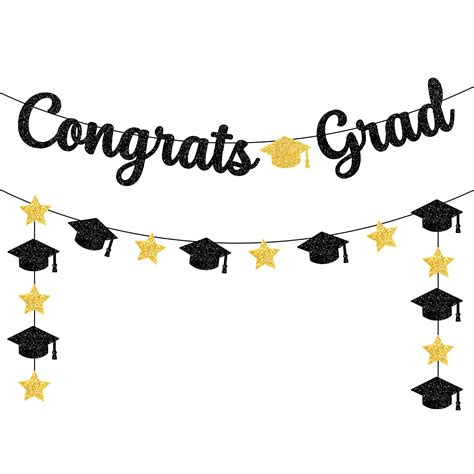 Buy Large Congrats Grad Banner With Garland Glitter 10 Feet No Diy