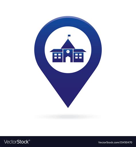 School Map Pointer Icon Marker Gps Location Flag Vector Image