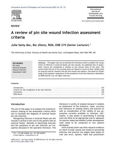 A Review Of Pin Site Wound Infection Assessment Criteria