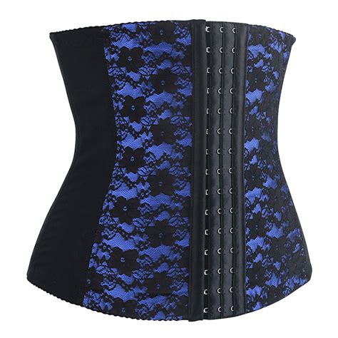 9 Steels Fashion Blue And Black Lace Waist Cincher Plus Size Bustier
