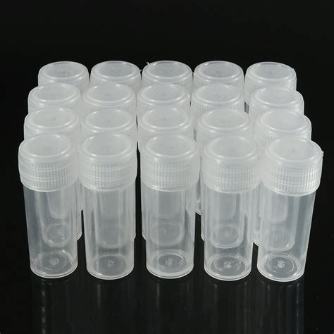 20x 5ml Plastic Test Tubes Bottle Vials Sample Containers Powder Craft