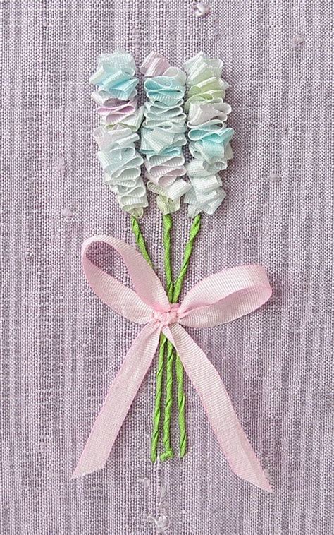 Pastel Flower Bouquet Card Silk Ribbon Embroidery By Bstudio Flower