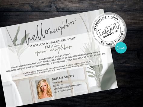Real Estate Postcards Realtor Hello Neighbor Card Realtor - Etsy | Real