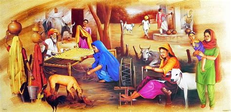 Village Life In Punjab Culture Paintings And Indian Paintings