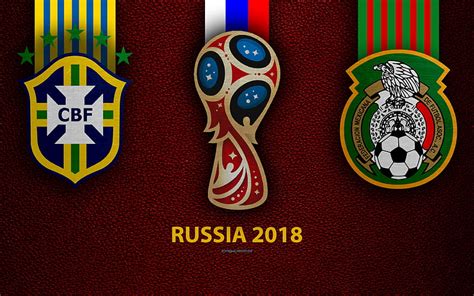 Brazil Vs Mexico Round 16 Leather Texture Logo 2018 Fifa World Cup