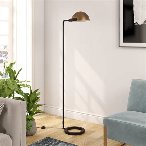 Contemporary Minimalist Floor Lamp In A Modern Blackened Bronze With