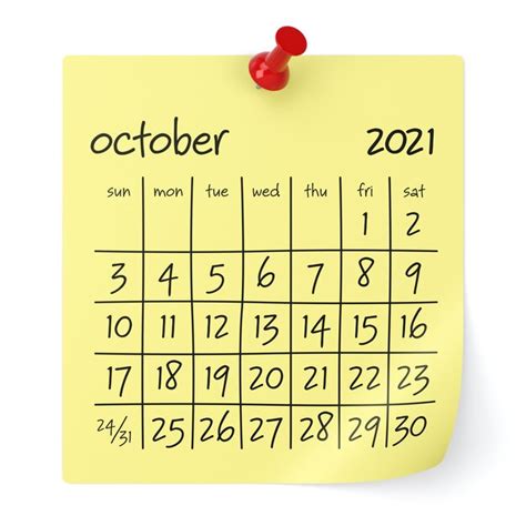 Premium Photo October 2021 Calendar Isolated On White Background 3d