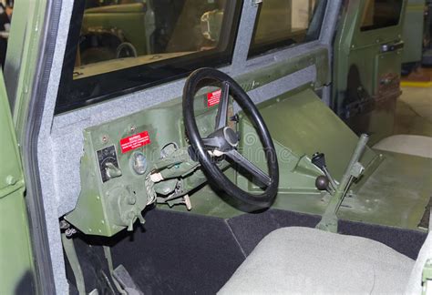 Panel And Steering Wheel Of The Military Jeep Stock Image Image Of