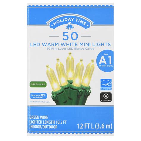 Holiday Time LED Mini Light Set Warm White 50 Count Walmart Com