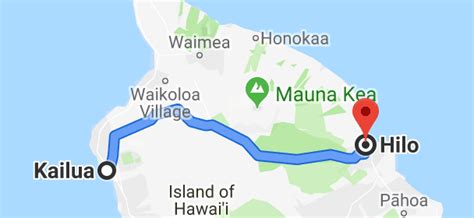 Map From Kailua Hawaii To Hilo Hawaii 96720 Kailua Big Island