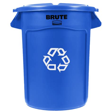 Rubbermaid Brute Gallon Blue Round Recycling Can And Lid