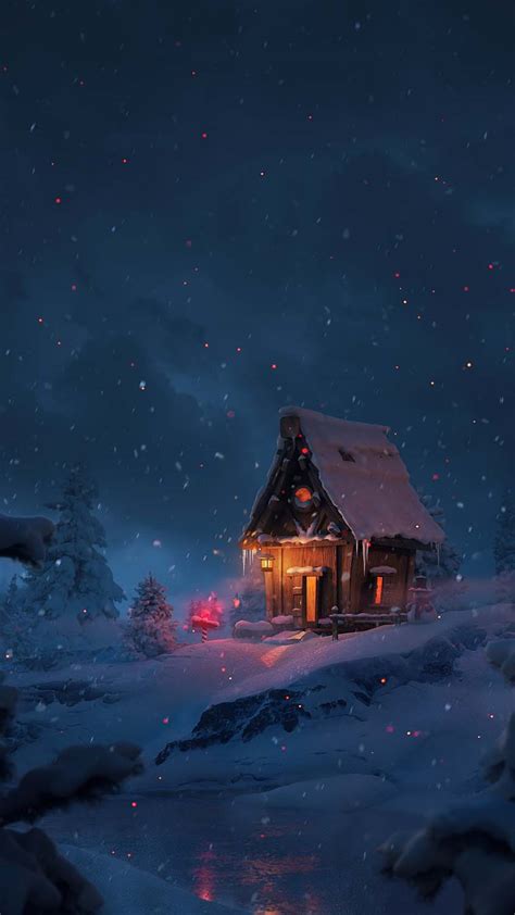 Christmas Snow House Iphone Wallpaper Hd Iphone Wallpapers