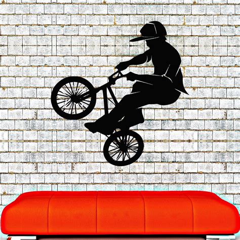 Vinyl Wall Decal Bike Bmx Biker Teenager Room Extreme Sports Stickers