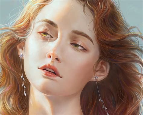 Girl Art Frumusete Fantasy Luminos Earrings Face Pei Yu Chou Hd