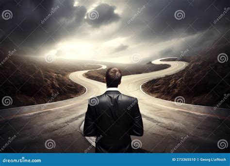 Person On The Winding Road To Success Amidst Blurred Nature Background