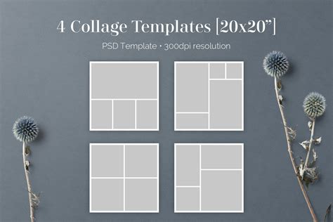4 20x20 Photo Collage Template Psd Photoshop Templates ~ Creative Market
