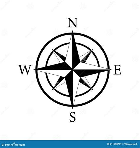 Compass Icon Nautical Compass For Travel With Sign Of North South