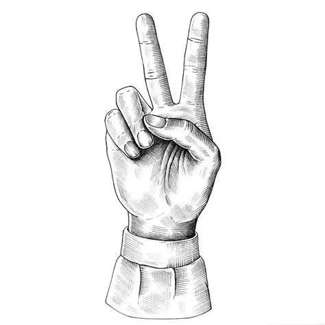 Hand Drawn V Sign Isolated On Background Free Image By