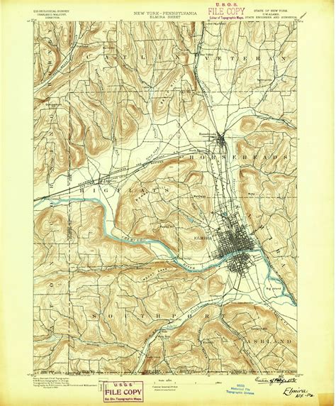 Elmira Ny 1895 1895 Usgs Old Topo Map 15x15 Ny Quad Old Maps