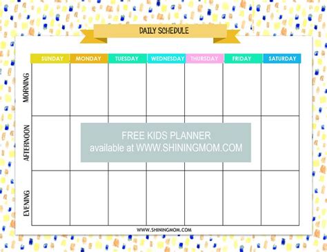 Free Printable Kids Planner Cute And Colorful With Images Kids