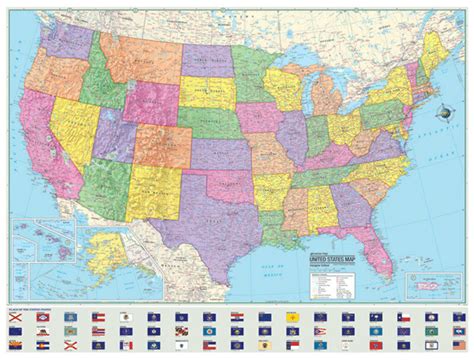 Political United States Us Usa Wall Map Laminated Large Mural Art